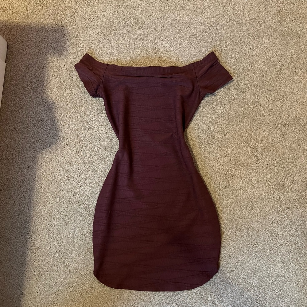 Bondage off shoulder Maroon Dress
